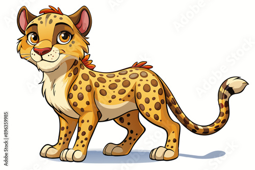 Funny Cheetah Vector Illustration, Cartoon Clipart, and Line Art Design on White Background, Funny cheetah vector illustration, cartoon clipart, and line art design on white background. photo