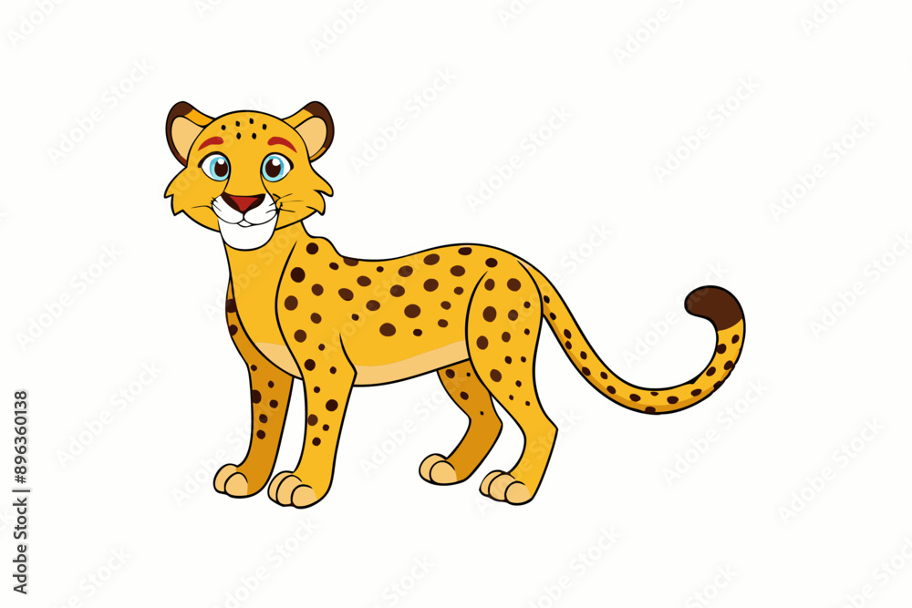 Funny Cheetah Vector Illustration, Cartoon Clipart, and Line Art Design on White Background, Funny cheetah vector illustration, cartoon clipart, and line art design on white background.