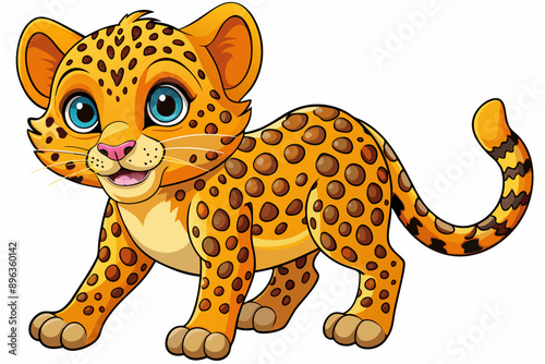 Funny Cheetah Vector Illustration, Cartoon Clipart, and Line Art Design on White Background, Funny cheetah vector illustration, cartoon clipart, and line art design on white background.