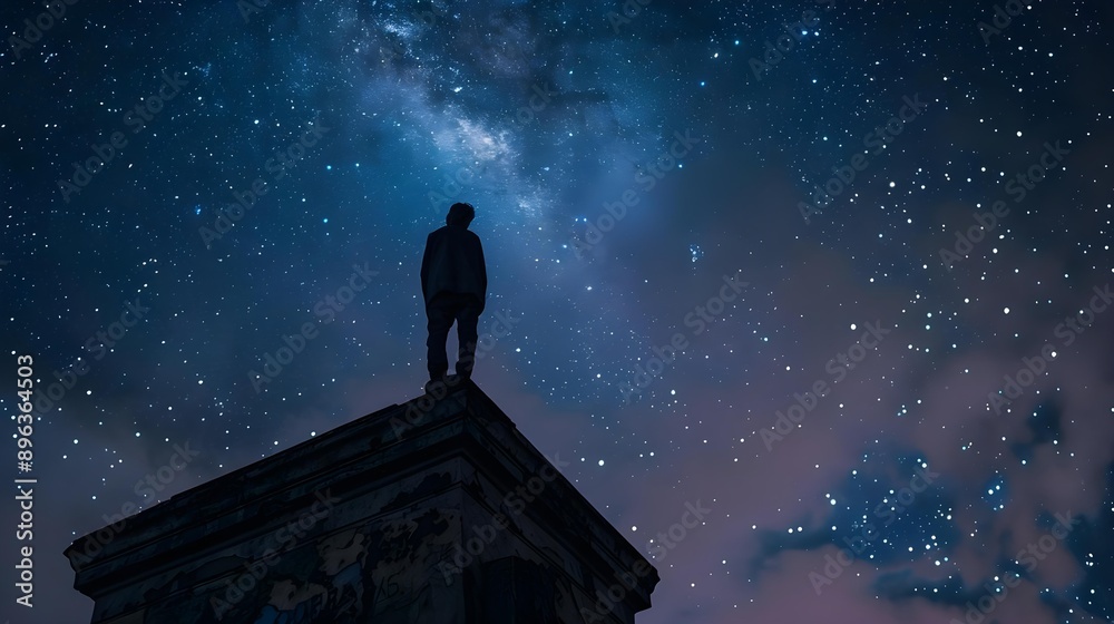Silhouette of a man standing on top of a building Silhouette of a man standing on top of a building