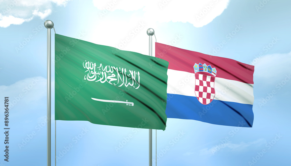Saudi Arabia and Croatia Flag Together A Concept of Relations Saudi Arabia and Croatia Flag Together A Concept of Relations
