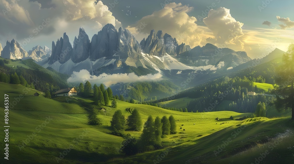 Panoramic view of the Dolomites mountains Panoramic view of the Dolomites mountains