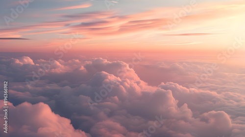 Beautiful pastel cloudscape with fluffy clouds