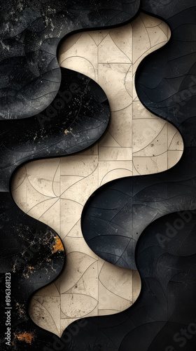 Abstract cracked texture background, wallpaper for mobile, black and ivory colors