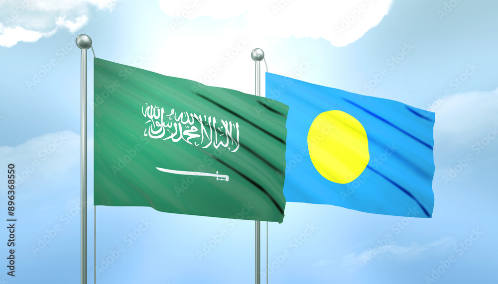 Saudi Arabia and Palau Flag Together A Concept of Relations Saudi Arabia and Palau Flag Together A Concept of Relations