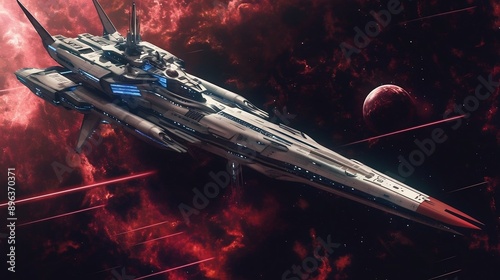 Fototapeta Naklejka Na Ścianę i Meble -  spaceship flying over the moon