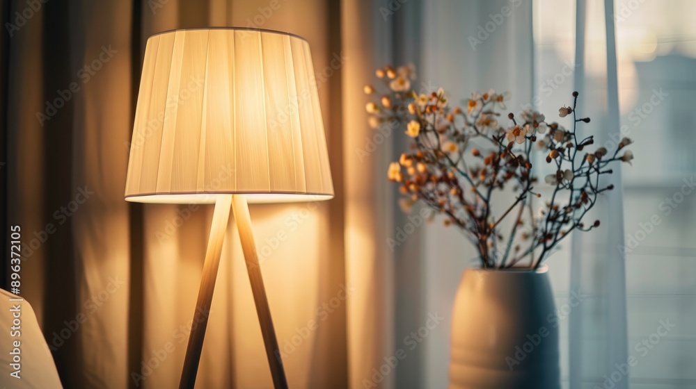 A light colored lamp inside a room A light colored lamp inside a room