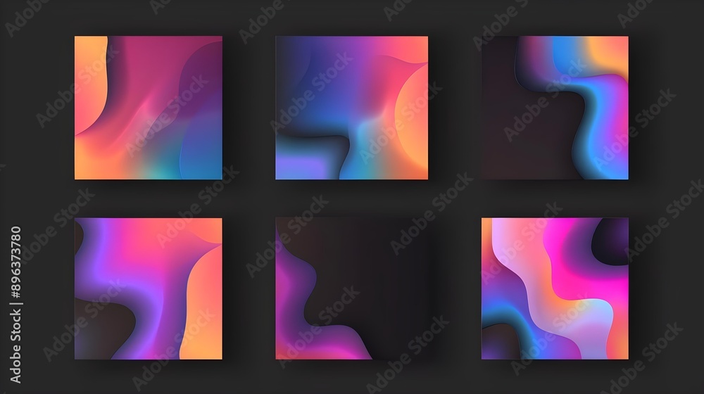 Fototapeta premium Square banner with gradient isolated on black background