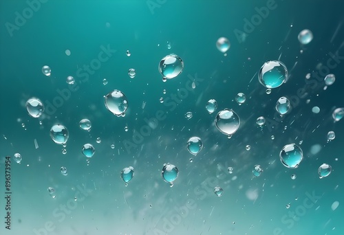 Water round droplets , macro on a light neutral mettallic shiny slab surface against a blurred background photo