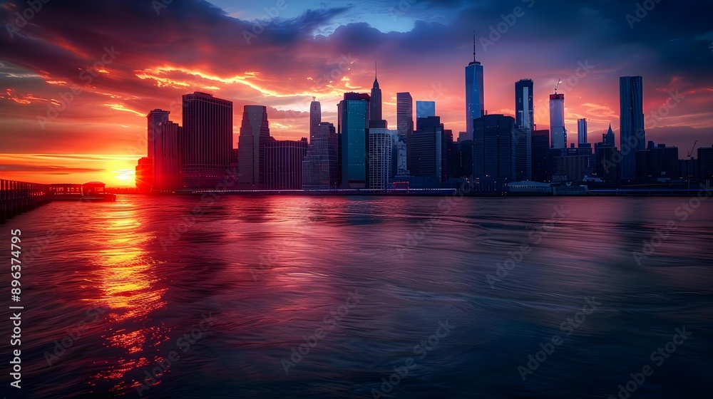 Fototapeta premium New York City skyline at sunset