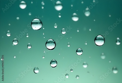 Wallpaper Mural Water round droplets , macro on a light neutral mettallic shiny slab surface against a blurred background Torontodigital.ca