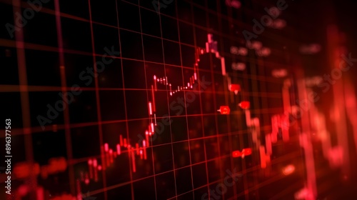 Animated stock market financial graph with red color