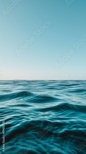 Wallpaper Mural Calm ocean waves under a clear sky, panoramic view. Tranquility and peace concept Torontodigital.ca
