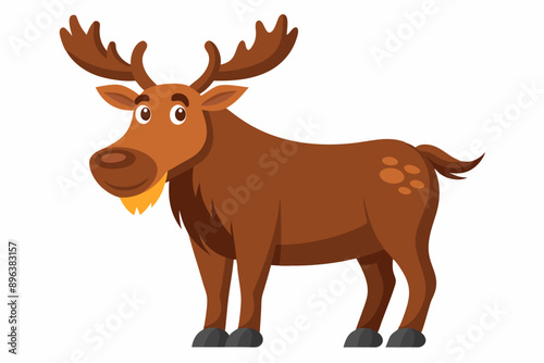 Funny Moose Vector Illustration, Cartoon, Clipart, and Line Art Design on White Background, Funny moose vector illustration, cartoon, clipart, and line art design on a white background