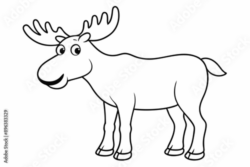 Funny Moose Vector Illustration, Cartoon, Clipart, and Line Art Design on White Background, Funny moose vector illustration, cartoon, clipart, and line art design on a white background