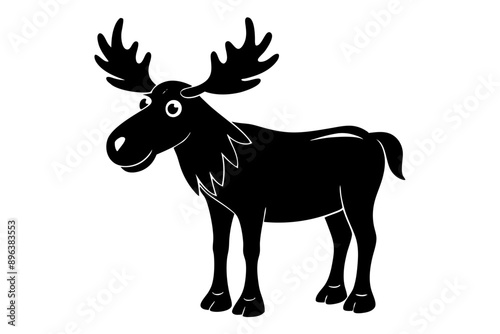 Funny Moose Vector Illustration, Cartoon, Clipart, and Line Art Design on White Background, Funny moose vector illustration, cartoon, clipart, and line art design on a white background