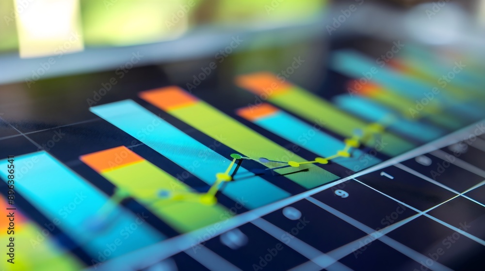 Digital screen displaying business diagrams stock market bar growth charts or graphs with arrow or tend technology and economy development, finance and investment, currency trading, profit and money Digital screen displaying business diagrams stock market bar growth charts or graphs with arrow or tend technology and economy development, finance and investment, currency trading, profit and money