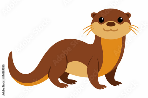 Funny Otter Vector Illustration, Cartoon Clipart, Line Art Design with White Background, Funny otter illustration in vector, cartoon, clipart, and line art styles on white background.
