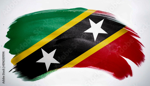 Paint stain with the colours of the flag of St. Kitts and Nevis