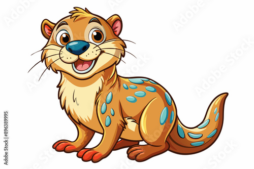 Funny Otter Vector Illustration, Cartoon Clipart, Line Art Design with White Background, Funny otter illustration in vector, cartoon, clipart, and line art styles on white background.