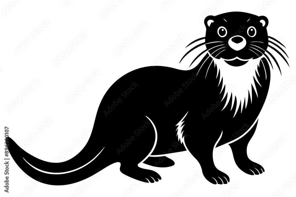 Obraz premium Funny Otter Vector Illustration, Cartoon Clipart, Line Art Design with White Background, Funny otter illustration in vector, cartoon, clipart, and line art styles on white background.