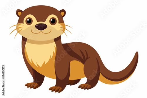 Funny Otter Vector Illustration, Cartoon Clipart, Line Art Design with White Background, Funny otter illustration in vector, cartoon, clipart, and line art styles on white background.