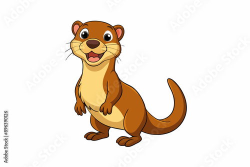 Funny Otter Vector Illustration, Cartoon Clipart, Line Art Design with White Background, Funny otter illustration in vector, cartoon, clipart, and line art styles on white background.