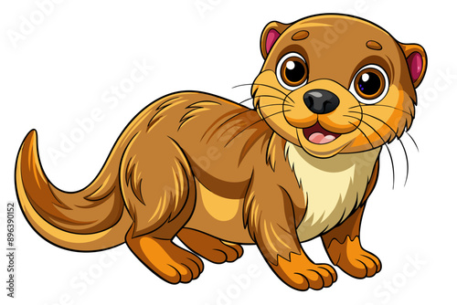 Funny Otter Vector Illustration, Cartoon Clipart, Line Art Design with White Background, Funny otter illustration in vector, cartoon, clipart, and line art styles on white background.