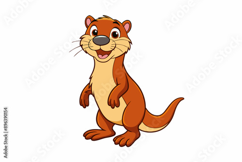 Funny Otter Vector Illustration, Cartoon Clipart, Line Art Design with White Background, Funny otter illustration in vector, cartoon, clipart, and line art styles on white background.