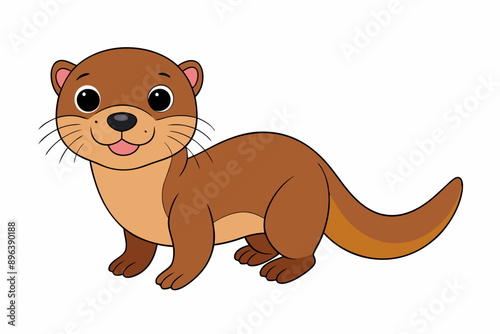 Funny Otter Vector Illustration, Cartoon Clipart, Line Art Design with White Background, Funny otter illustration in vector, cartoon, clipart, and line art styles on white background.