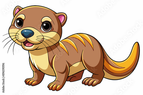 Funny Otter Vector Illustration, Cartoon Clipart, Line Art Design with White Background, Funny otter illustration in vector, cartoon, clipart, and line art styles on white background.