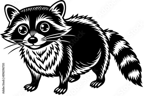 Funny Raccoon Vector Illustration, Cartoons, Clipart, and Line Art Design with White Background,  funny raccoon vector illustration, cartoons, clipart, and line art design on a white background.