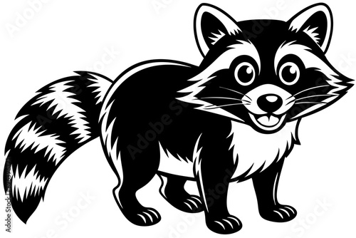 Funny Raccoon Vector Illustration, Cartoons, Clipart, and Line Art Design with White Background,  funny raccoon vector illustration, cartoons, clipart, and line art design on a white background.