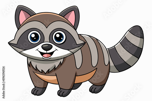 Funny Raccoon Vector Illustration, Cartoons, Clipart, and Line Art Design with White Background,  funny raccoon vector illustration, cartoons, clipart, and line art design on a white background. photo