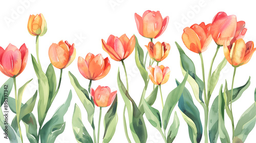 Wallpaper Mural Tulip flower bouquet watercolor pattern Torontodigital.ca