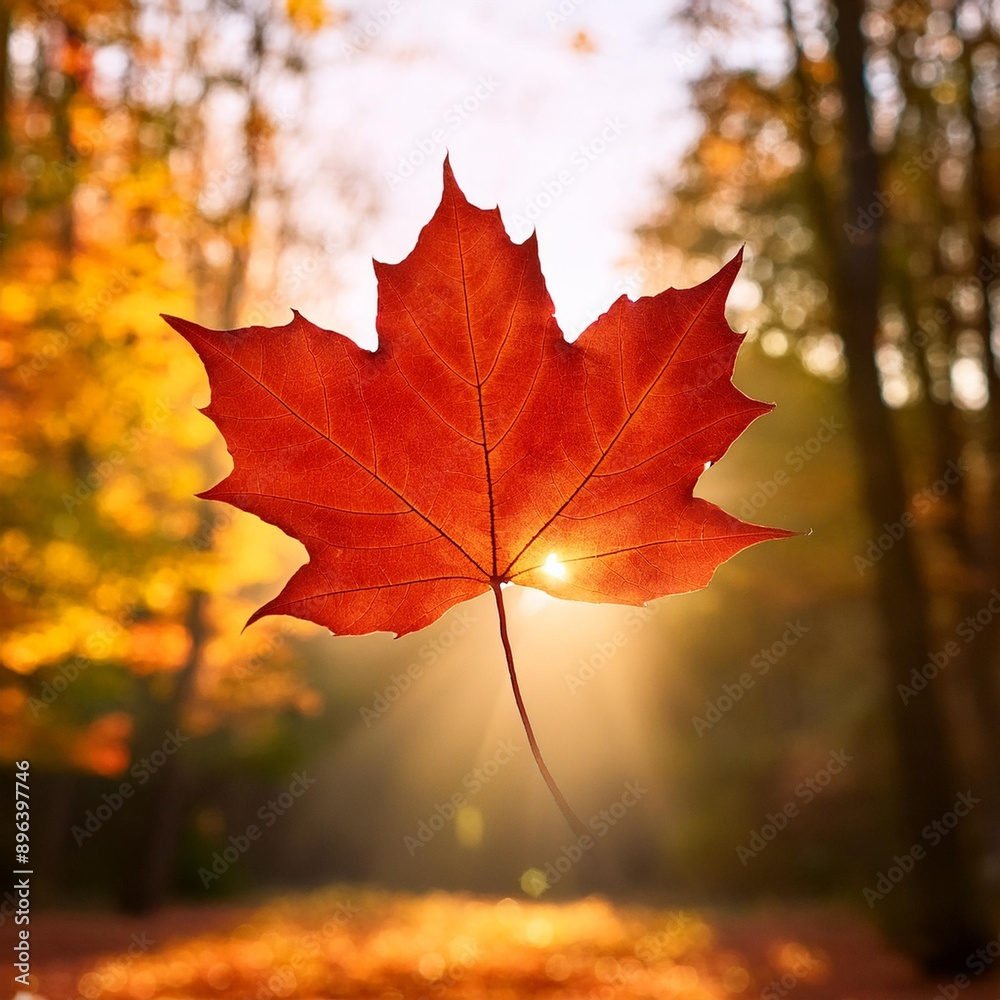 a floating maple leaf