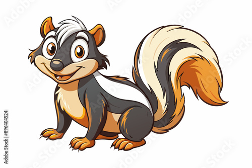 Funny Skunk Vector Illustration Cartoons, Clipart, and Line Art Design on White Background, Funny skunk vector illustration featuring cartoons, clipart, and line art on a white background.