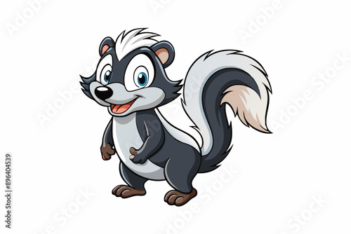 Funny Skunk Vector Illustration Cartoons, Clipart, and Line Art Design on White Background, Funny skunk vector illustration featuring cartoons, clipart, and line art on a white background.