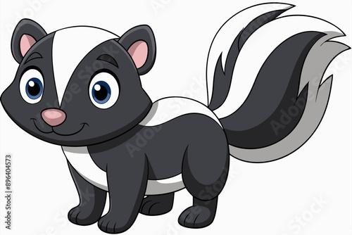 Funny Skunk Vector Illustration Cartoons, Clipart, and Line Art Design on White Background, Funny skunk vector illustration featuring cartoons, clipart, and line art on a white background.