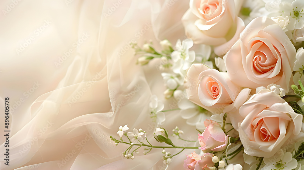 Wedding bouquet of roses with wedding rings and a beautiful floral arrangement, symbolizing love, beauty, and celebration Wedding bouquet of roses with wedding rings and a beautiful floral arrangement, symbolizing love, beauty, and celebration