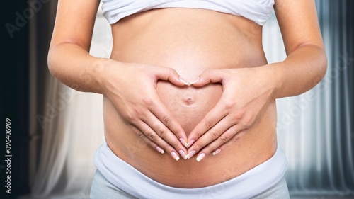 Wallpaper Mural Pregnant young woman holding hand on belly Torontodigital.ca