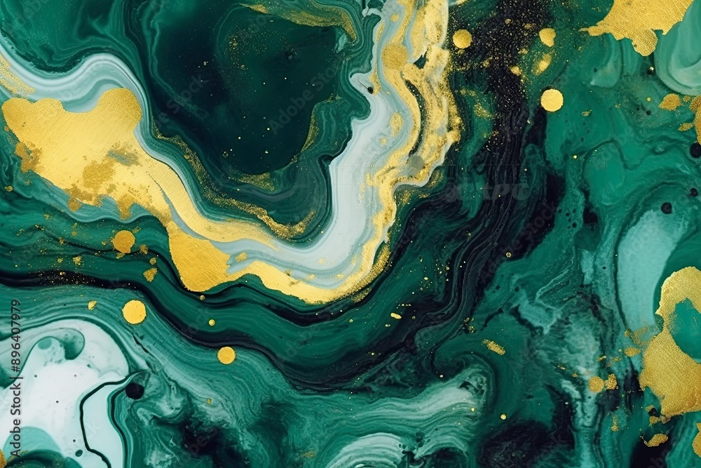 Background green gold abstract texture marble pattern liquid ink paint. Background green gold abstract texture marble pattern liquid ink paint.