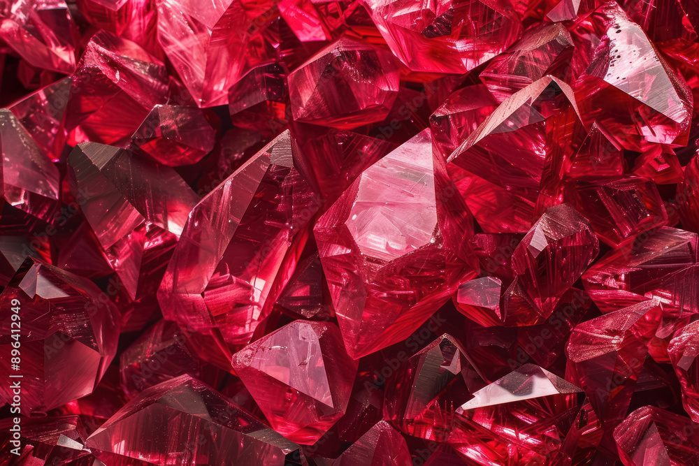 closeup of shiny crimson red crystal pattern texture