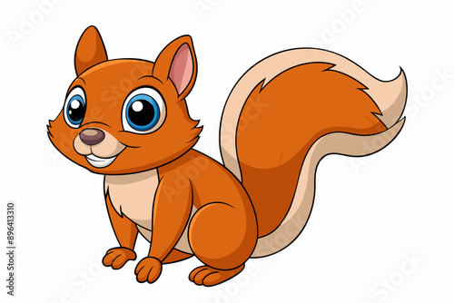 Funny Squirrel Cartoon Vector Illustration with White Background, Funny squirrel cartoon vector illustration with white background, perfect for clipart and design.