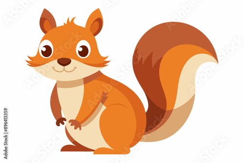 Funny Squirrel Cartoon Vector Illustration with White Background, Funny squirrel cartoon vector illustration with white background, perfect for clipart and design.
