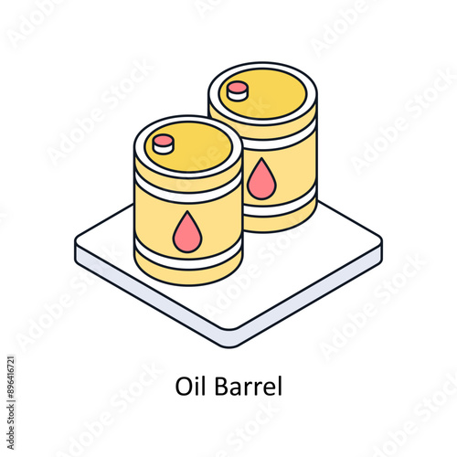 Oil Barrel Isometric style icon. Symbol on White background EPS 10 File 