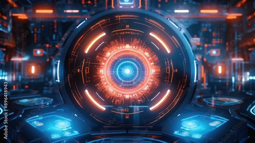 Futuristic Technology Interface with Glowing Lights Futuristic Technology Interface with Glowing Lights