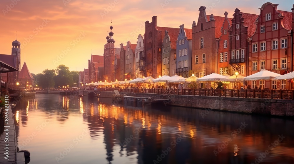 Obraz premium Evening in a European City