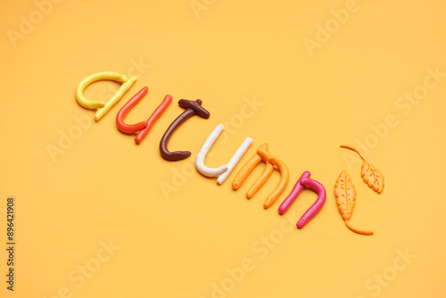 Word AUTUMN made of play do...