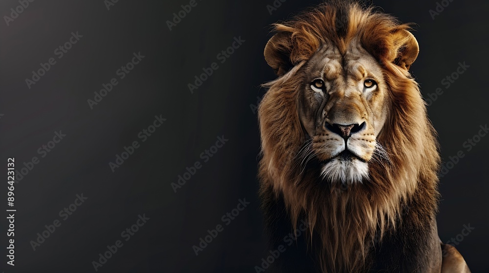lion with golden hair looking front : Generative AI lion with golden hair looking front : Generative AI